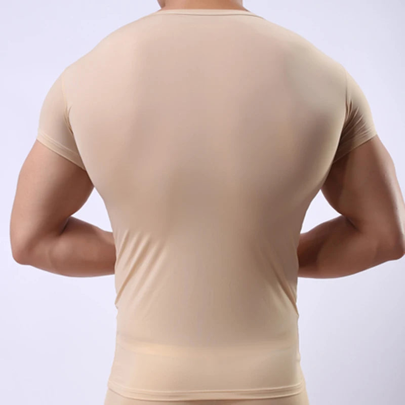 Sheer Ice Silk Mesh Undershirt – Breathable Fitness Wear