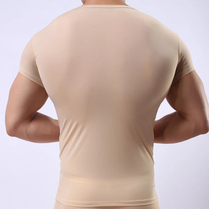 Sheer Ice Silk Mesh Undershirt – Breathable Fitness Wear