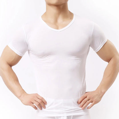 Sheer Ice Silk Mesh Undershirt – Breathable Fitness Wear