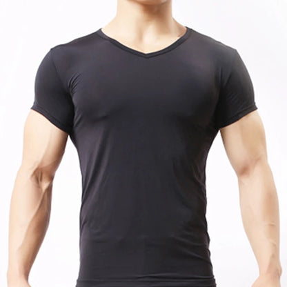 Sheer Ice Silk Mesh Undershirt – Breathable Fitness Wear