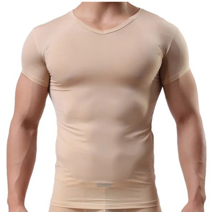 Sheer Ice Silk Mesh Undershirt – Breathable Fitness Wear