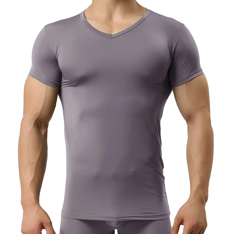 Sheer Ice Silk Mesh Undershirt – Breathable Fitness Wear