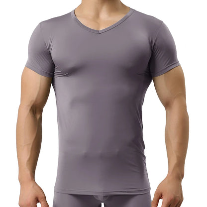 Sheer Ice Silk Mesh Undershirt – Breathable Fitness Wear