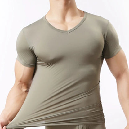 Sheer Ice Silk Mesh Undershirt – Breathable Fitness Wear